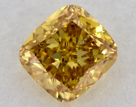 GIA 0.29 Carat Fancy Vivid Yellow Orange-SI1 Cushion Modified Cut Diamond
